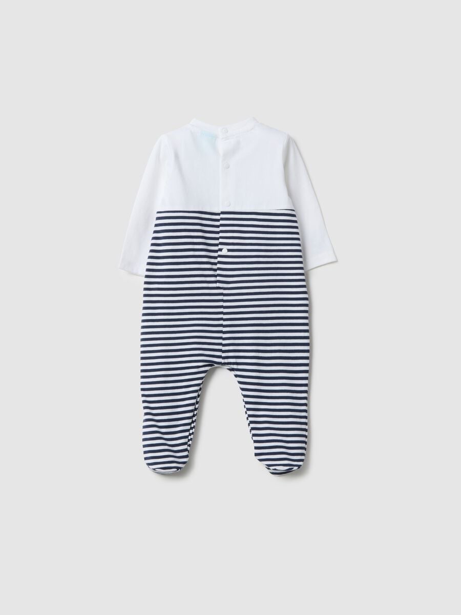 Pure cotton newborn multicolour striped jumpsuit, regular fit_1