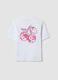 White pure cotton T-shirt with ribbed neckline and cherry print_2