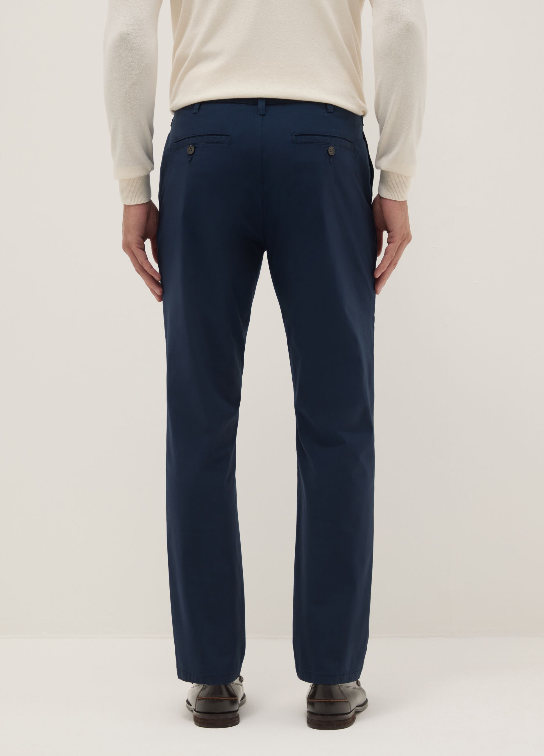 Blue stretch cotton chino trousers in regular fit