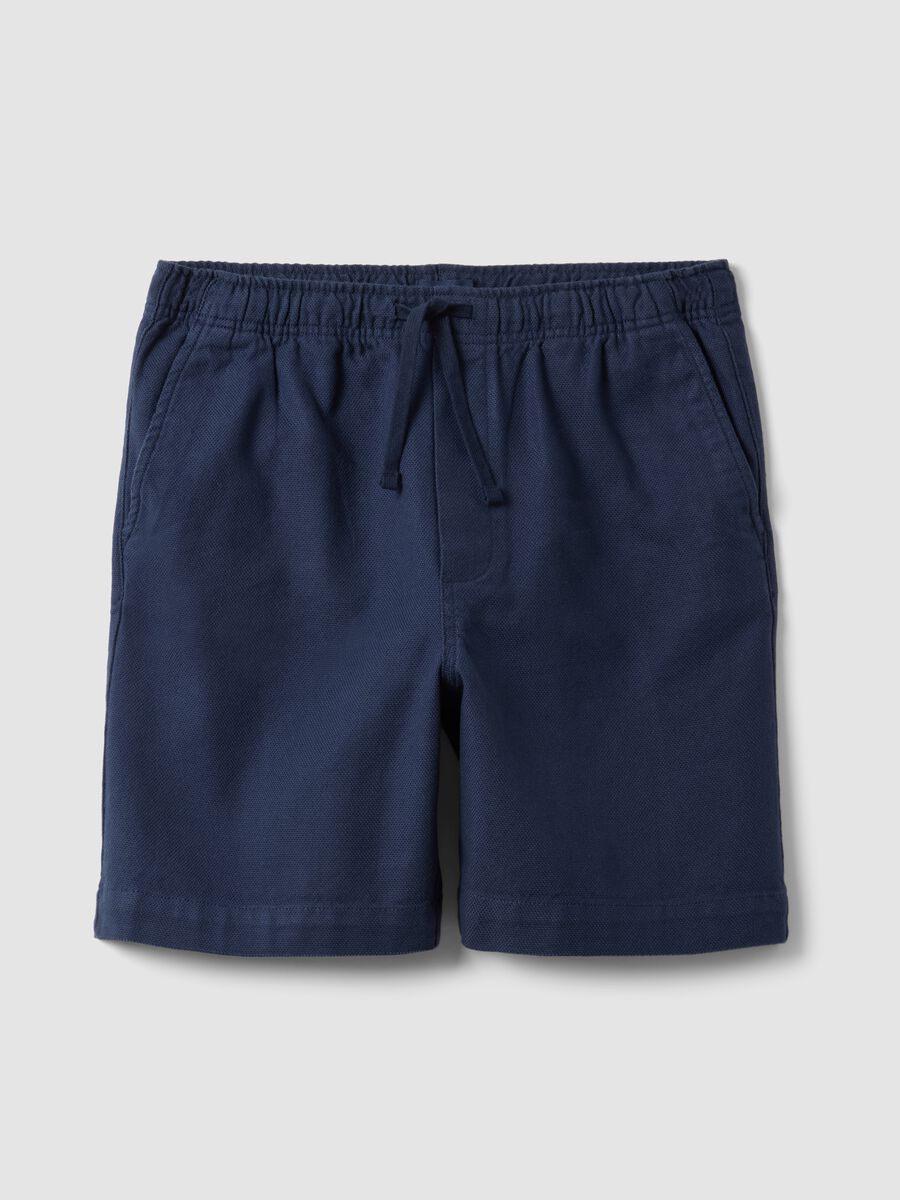 Blue chino shorts in pure cotton with elasticated waist_4