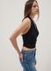 Black halterneck top in stretch fabric, regular fit_0