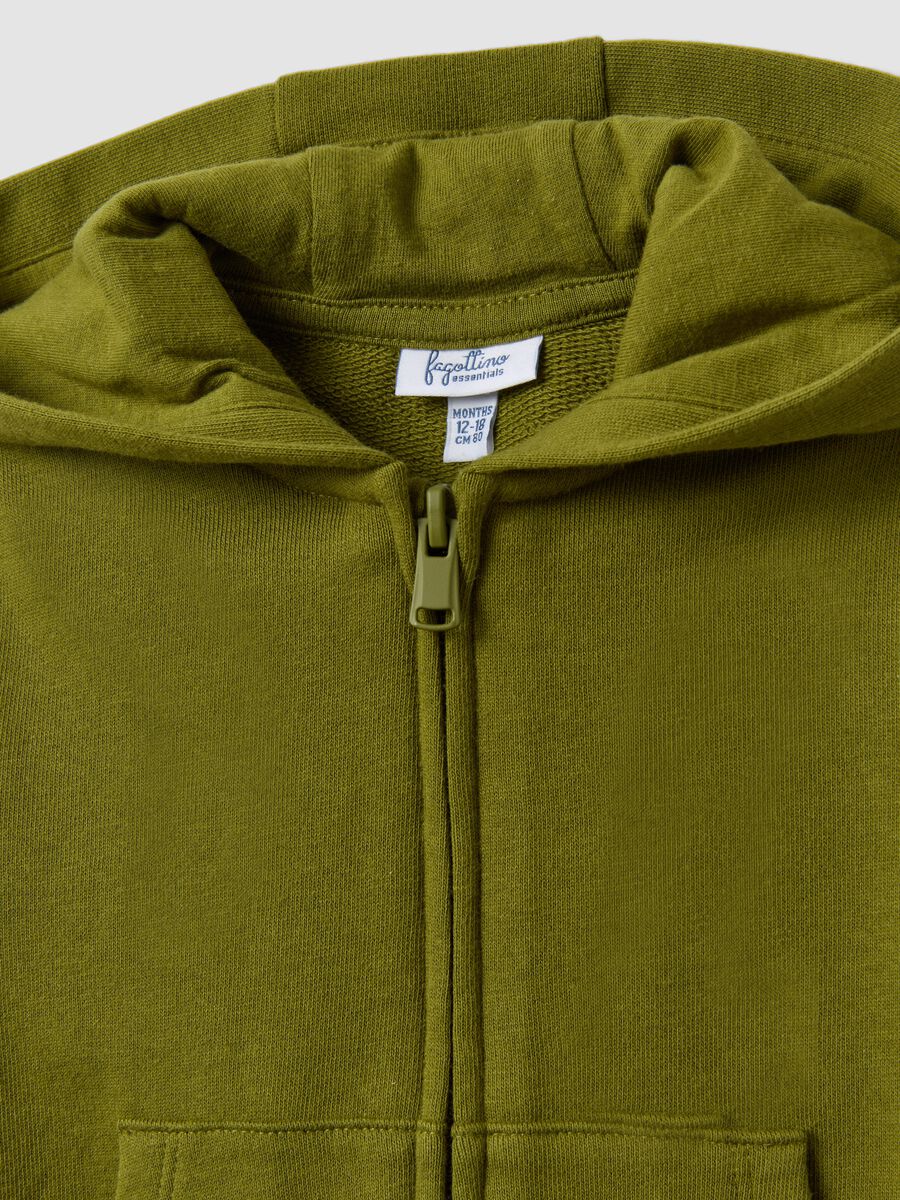 Green organic cotton hooded sweatshirt, regular fit, for boys_2