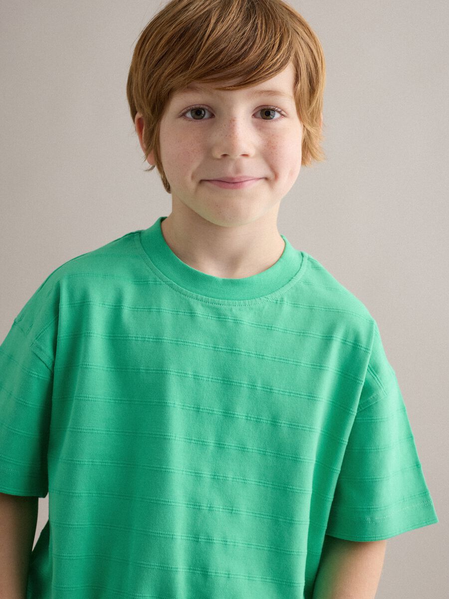 Children's regular fit pure cotton green T-shirt_2