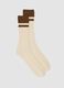 White stretch cotton blend tennis socks with stripes_0