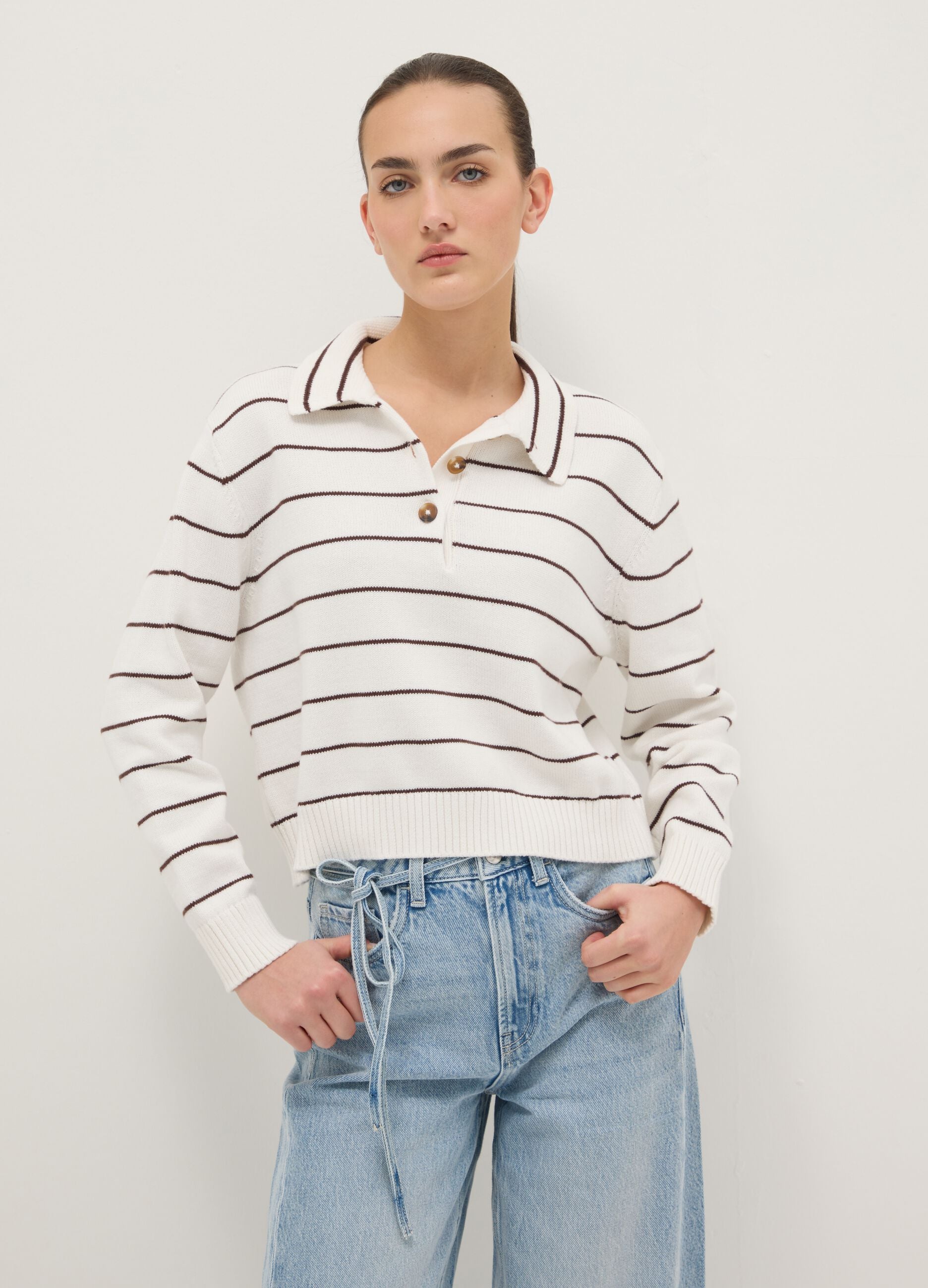 Multicolour striped pure cotton jumper regular fit