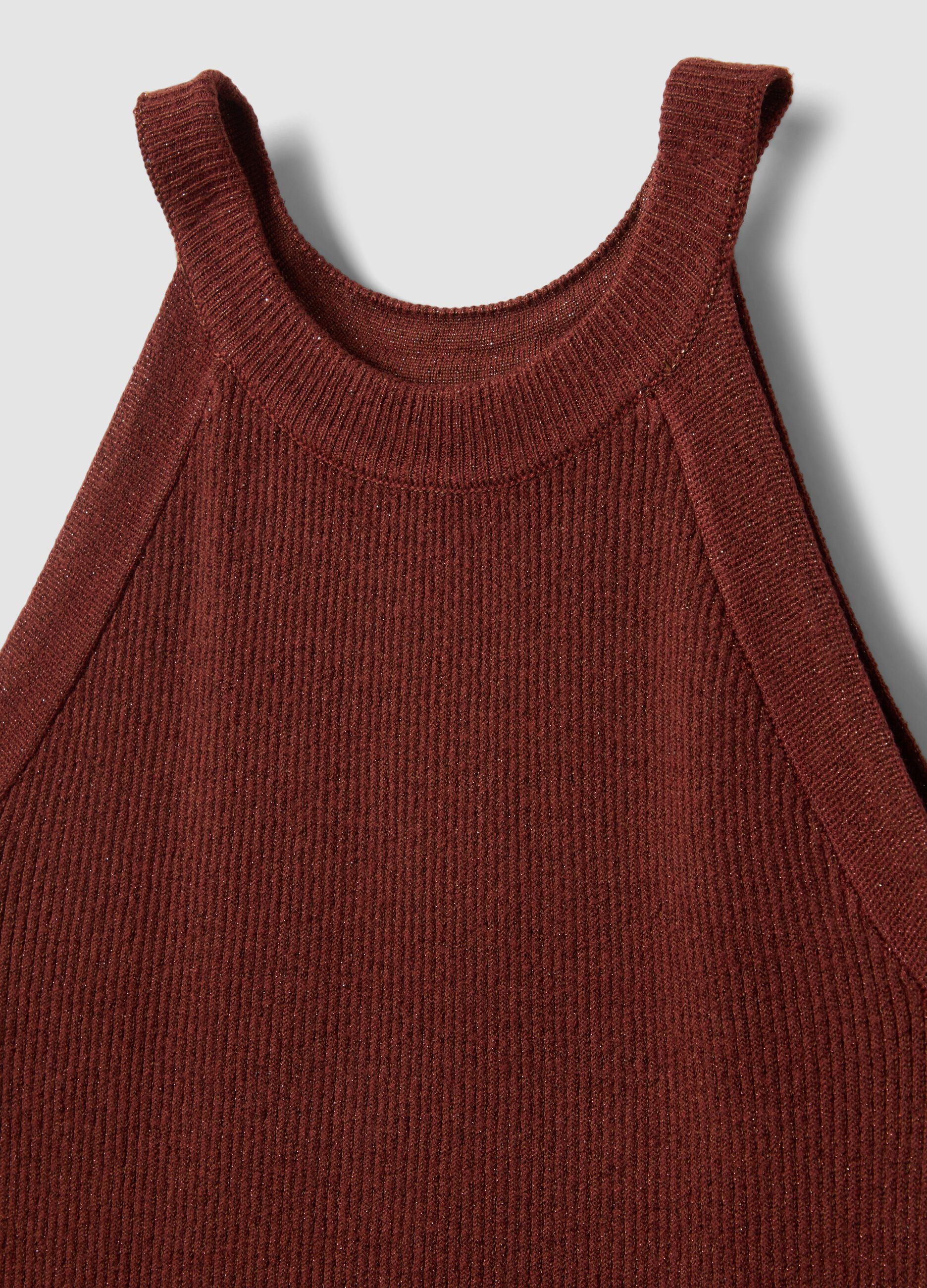 Fitted red viscose blend tank top
