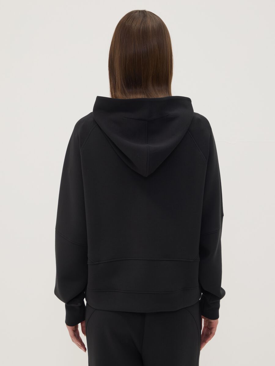 Black hooded sweatshirt in stretchy viscose jersey, regular fit_3