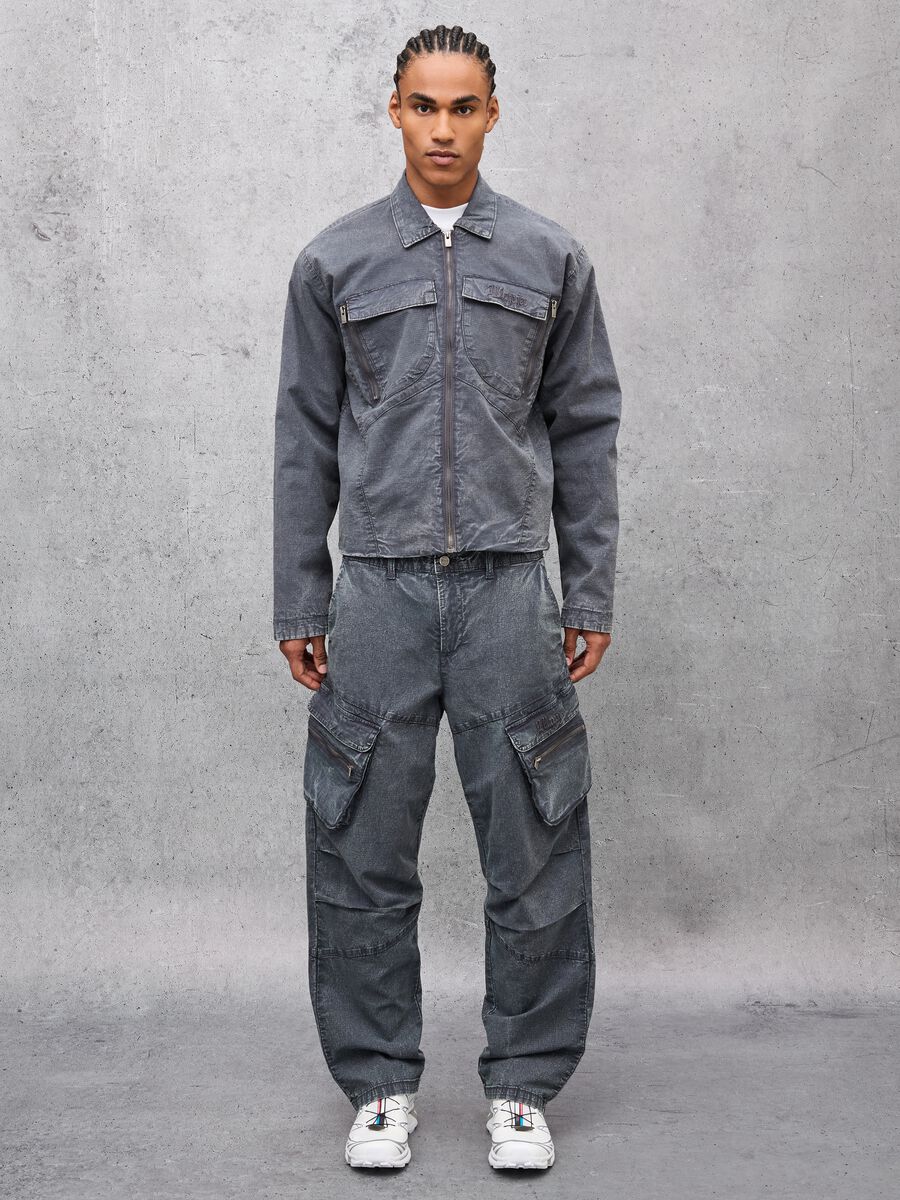 Washed Grey Cargo Trousers_1