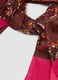 Foulard marrone e rosa in puro cotone con fantasia floreale_1