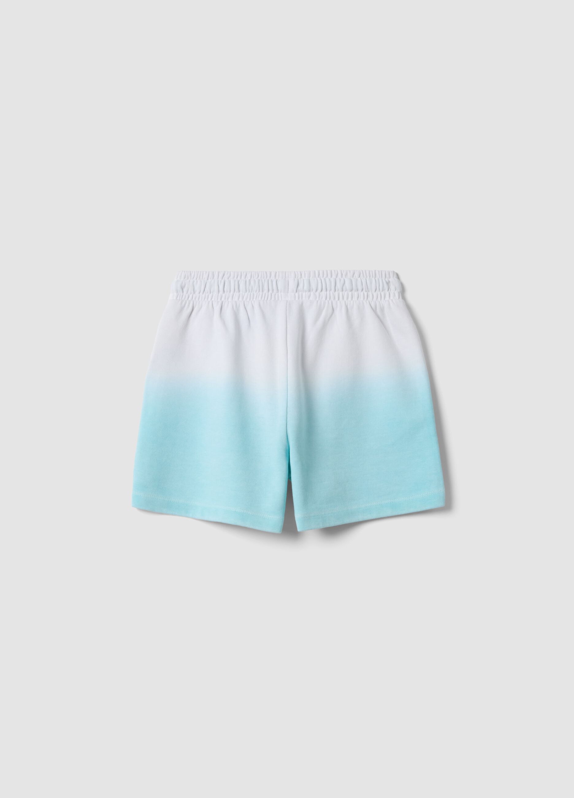 Light blue cotton-blend shorts with elasticated waist for girls, regular fit