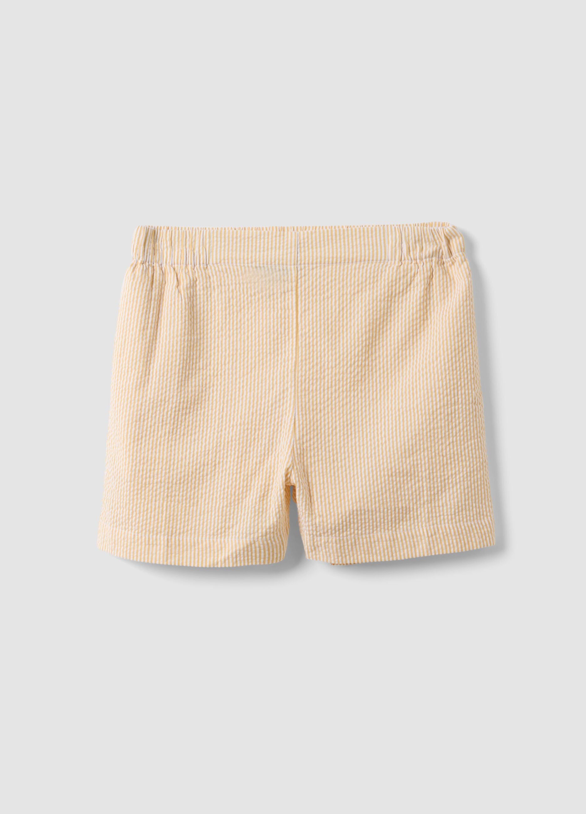 Regular-fit multicolour striped pure cotton shorts
