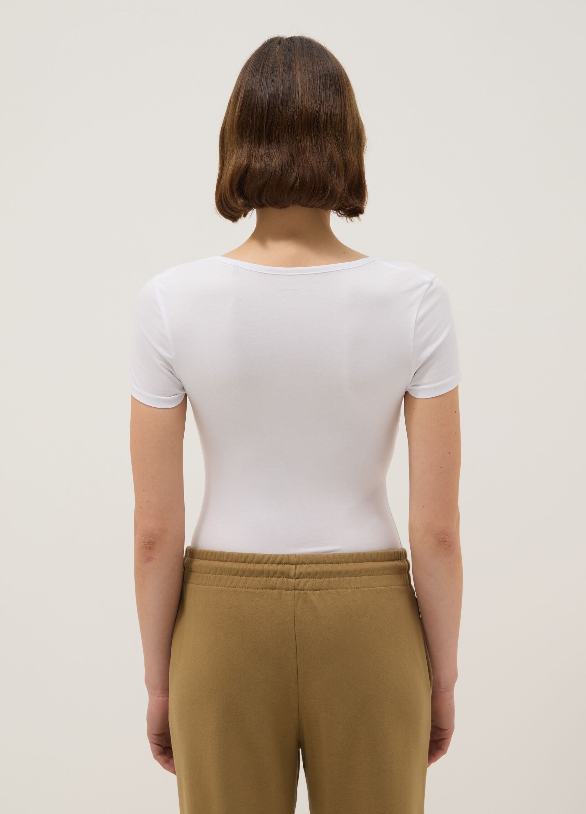 White Stretch Cotton Bodysuit