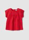 Girl's red pure cotton T-shirt regular fit with embroidery_0