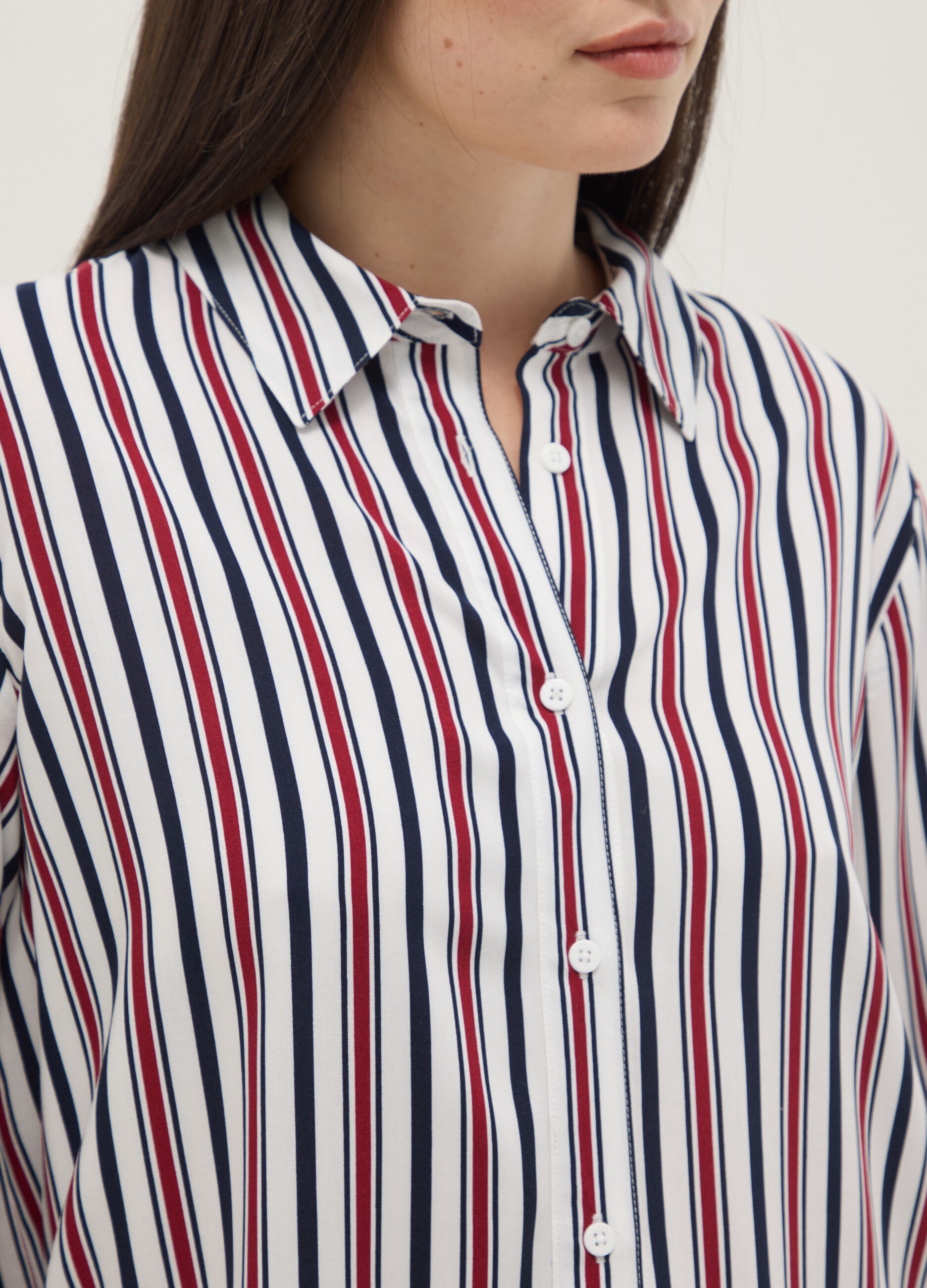 Multicolour striped pure viscose shirt regular fit