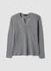 Grey cotton-blend Henley neck top, regular fit_4