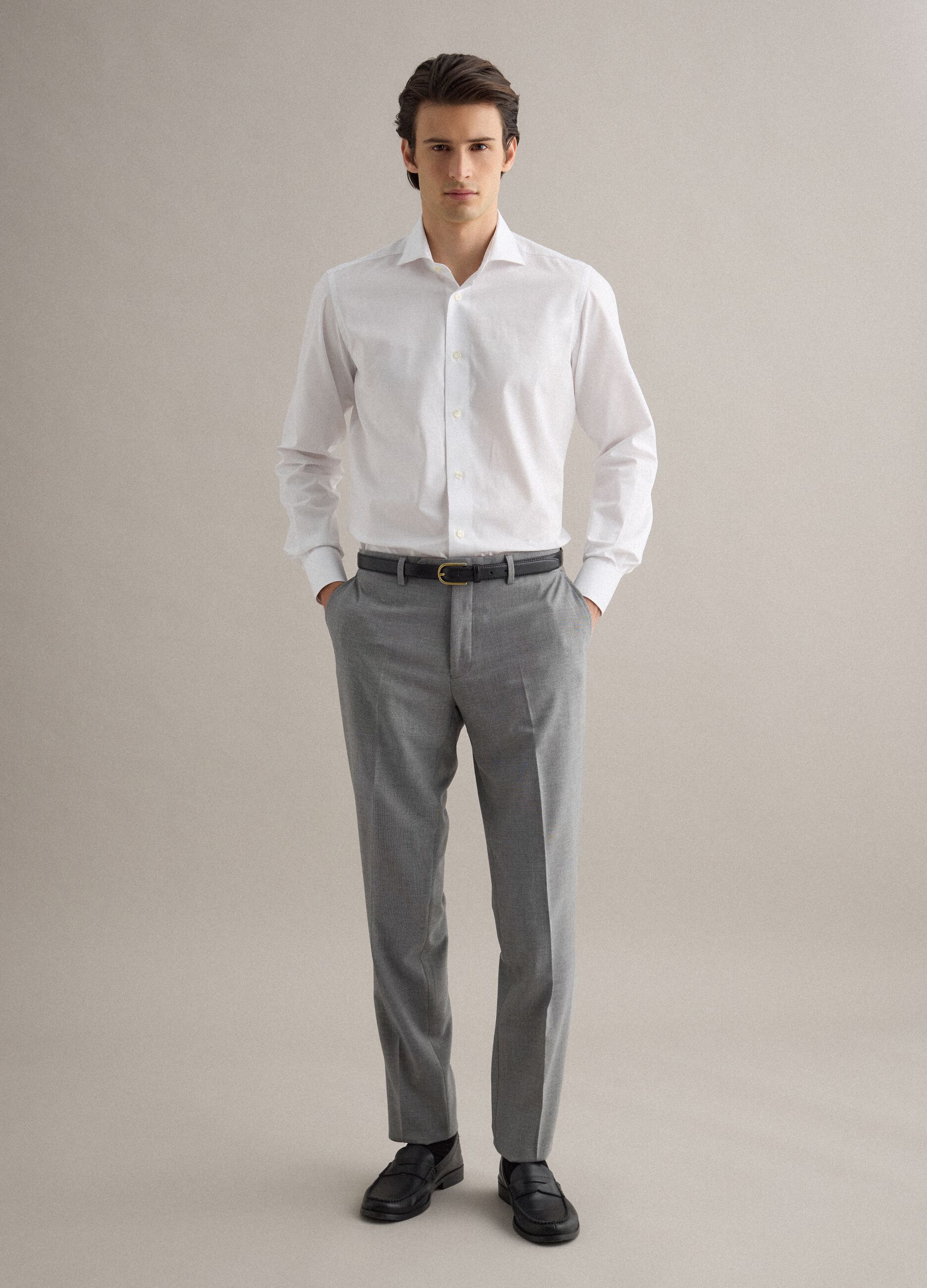Slim fit white pure cotton shirt