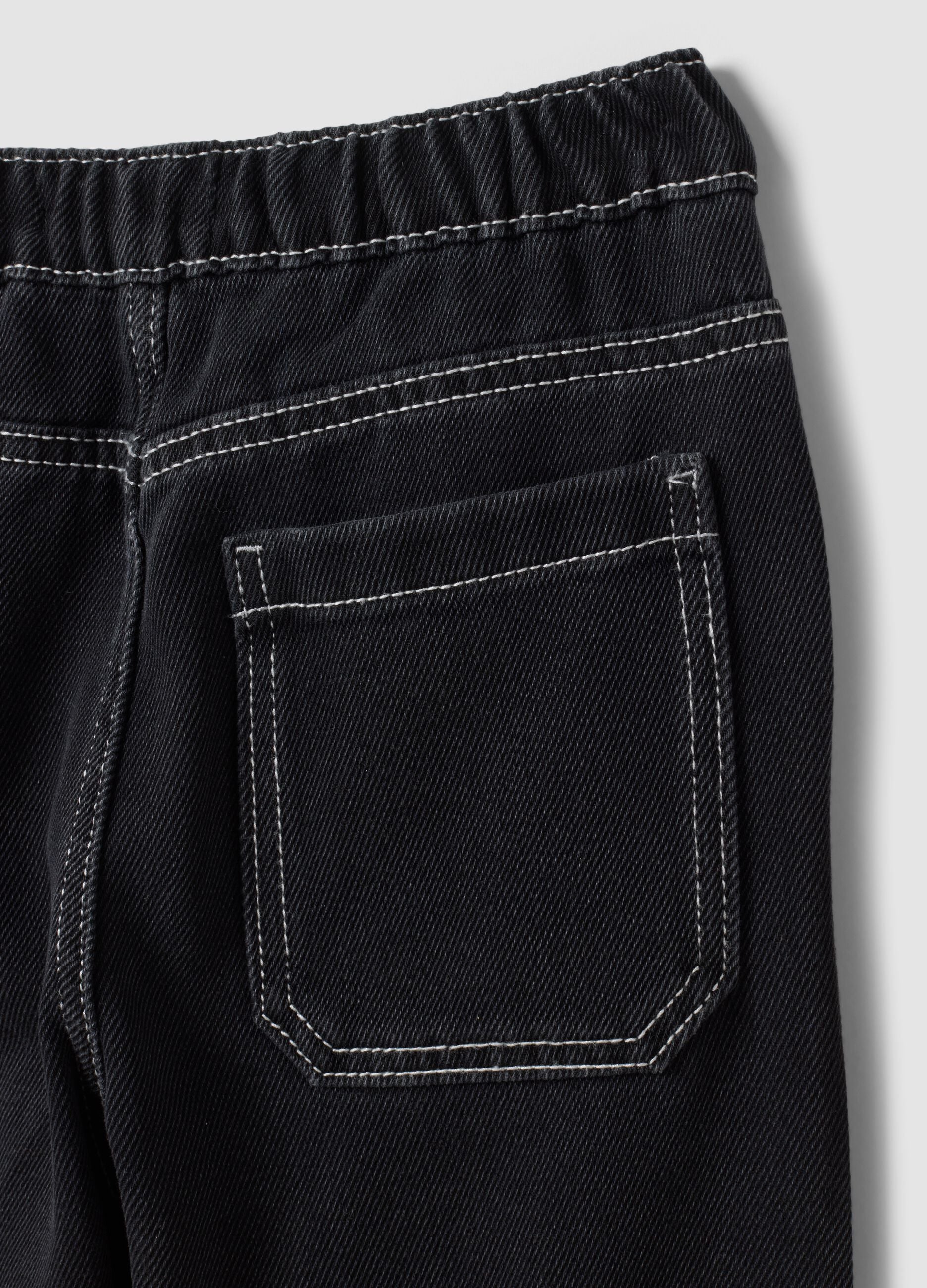 Black cotton and viscose blend joggers with elasticated waist for boys
