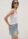 Light blue pure cotton denim shorts with frayed hems_3