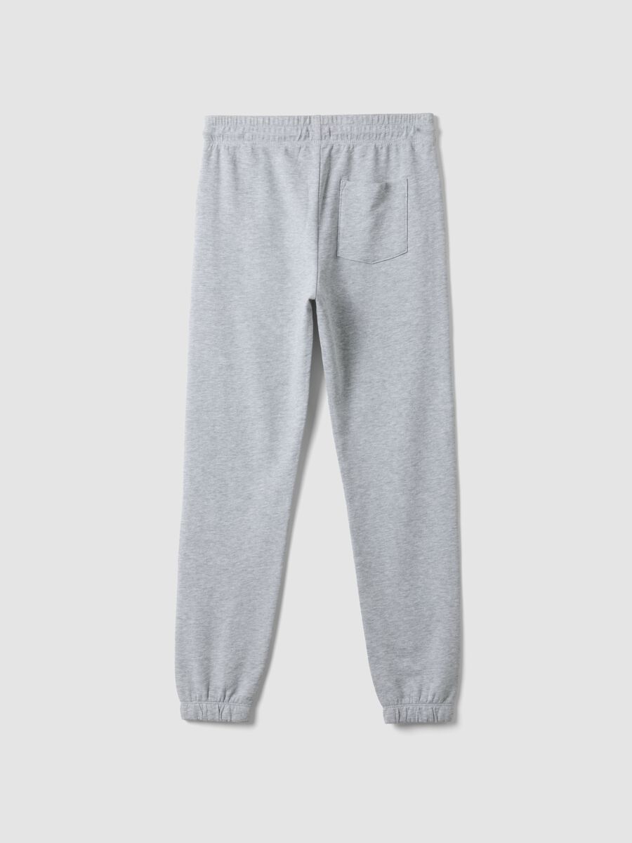 Jogger grigi in puro cotone con stampa college per ragazzo_4