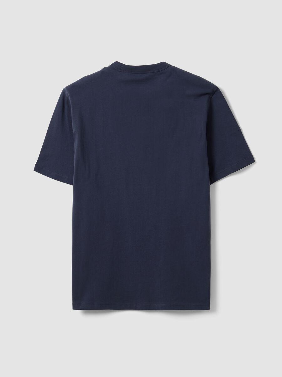Blue pure cotton crew-neck T-shirt, relaxed fit_2