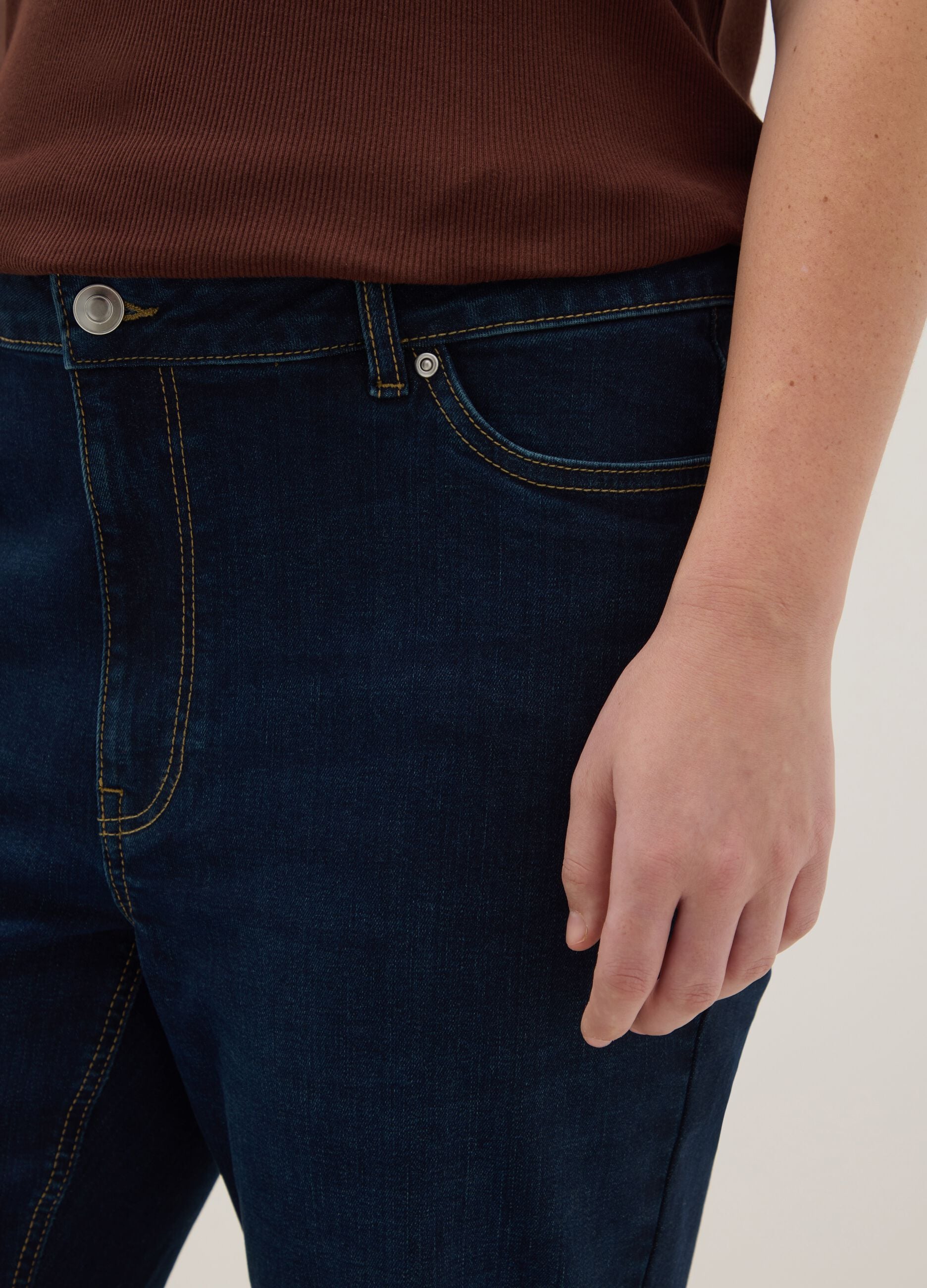 Blue stretch flare cut jeans