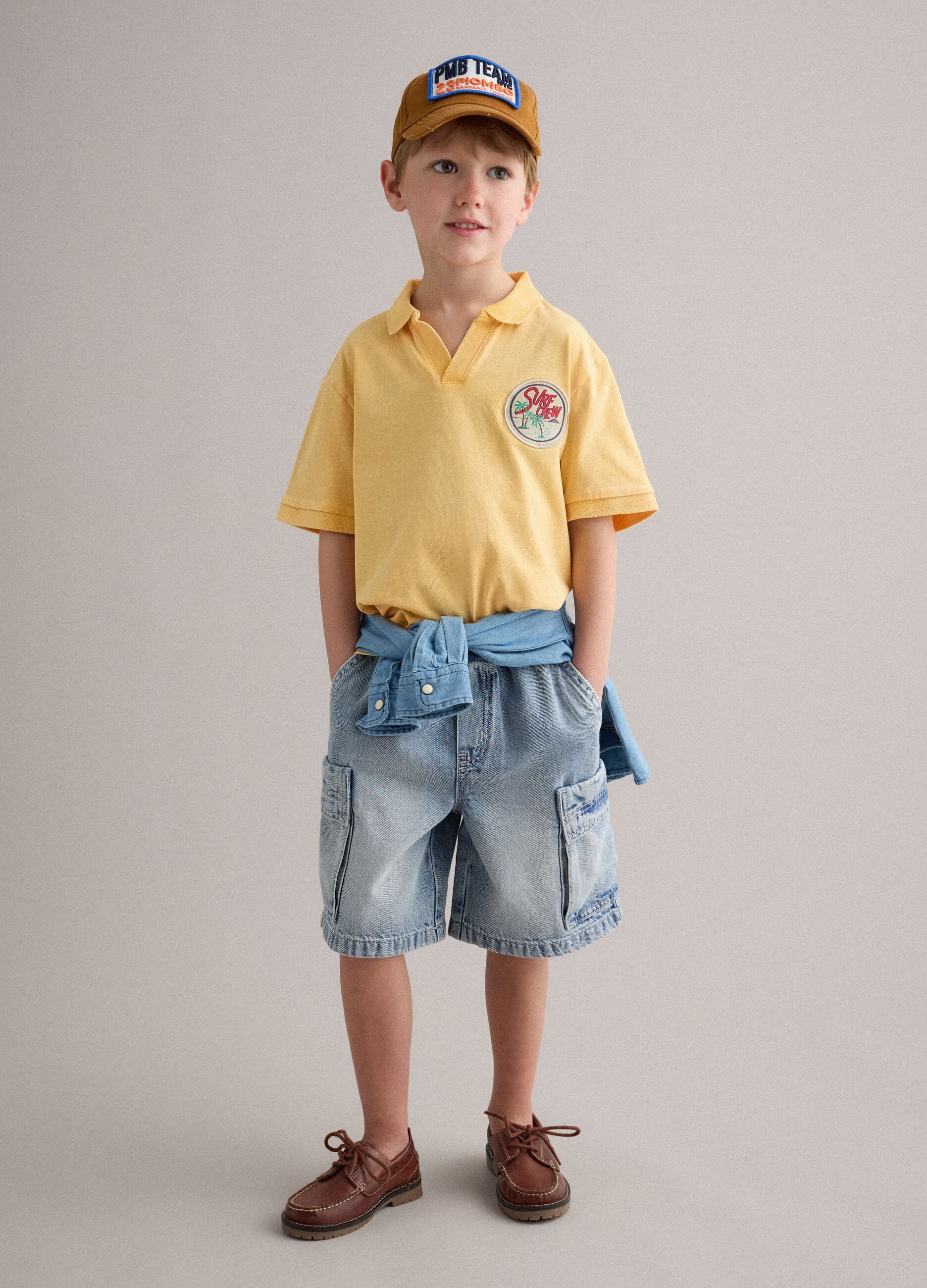 Baggy pure cotton blue shorts for boys