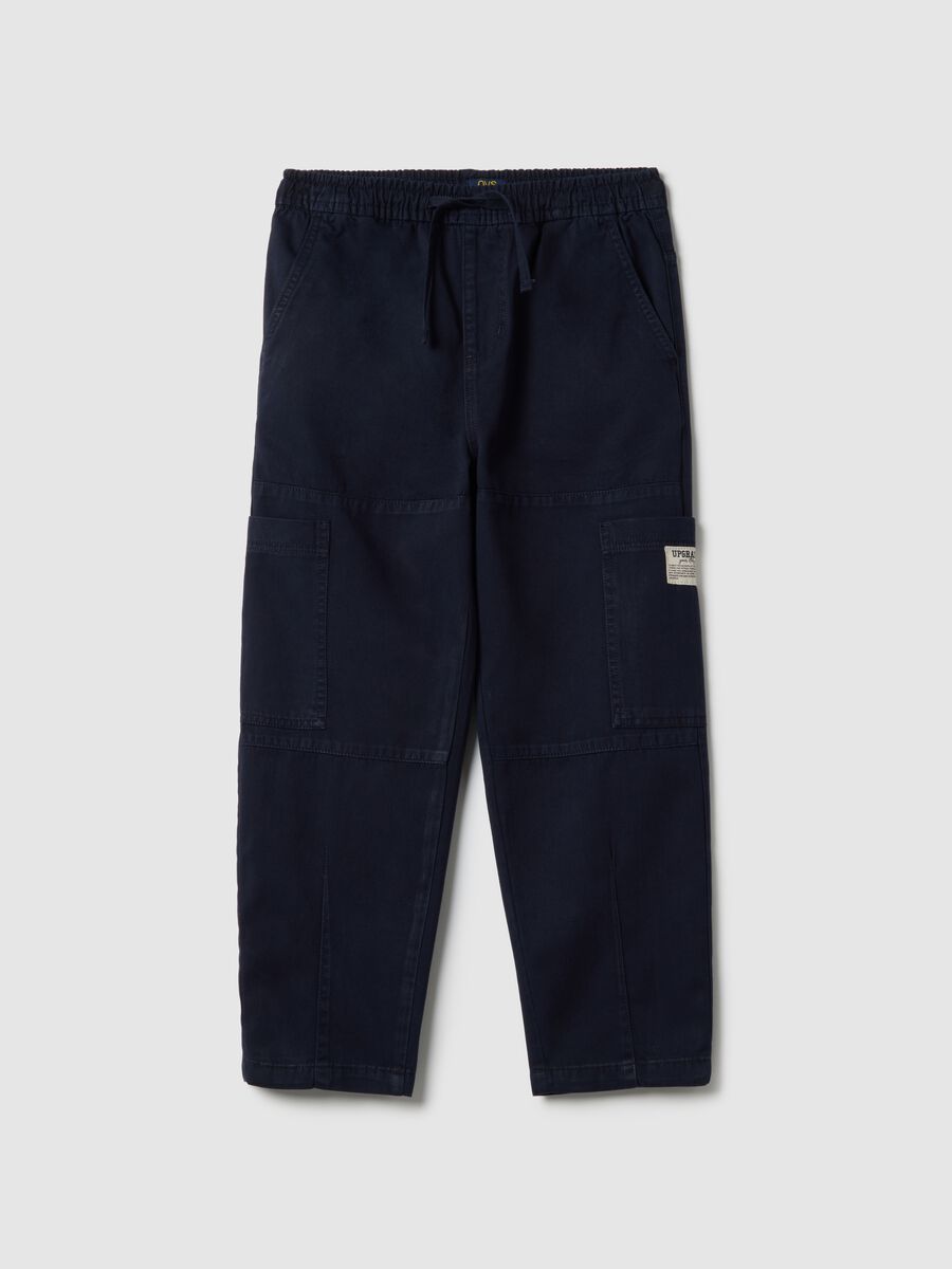 Pantaloni jogger in puro cotone blu da ragazzo regular fit_3