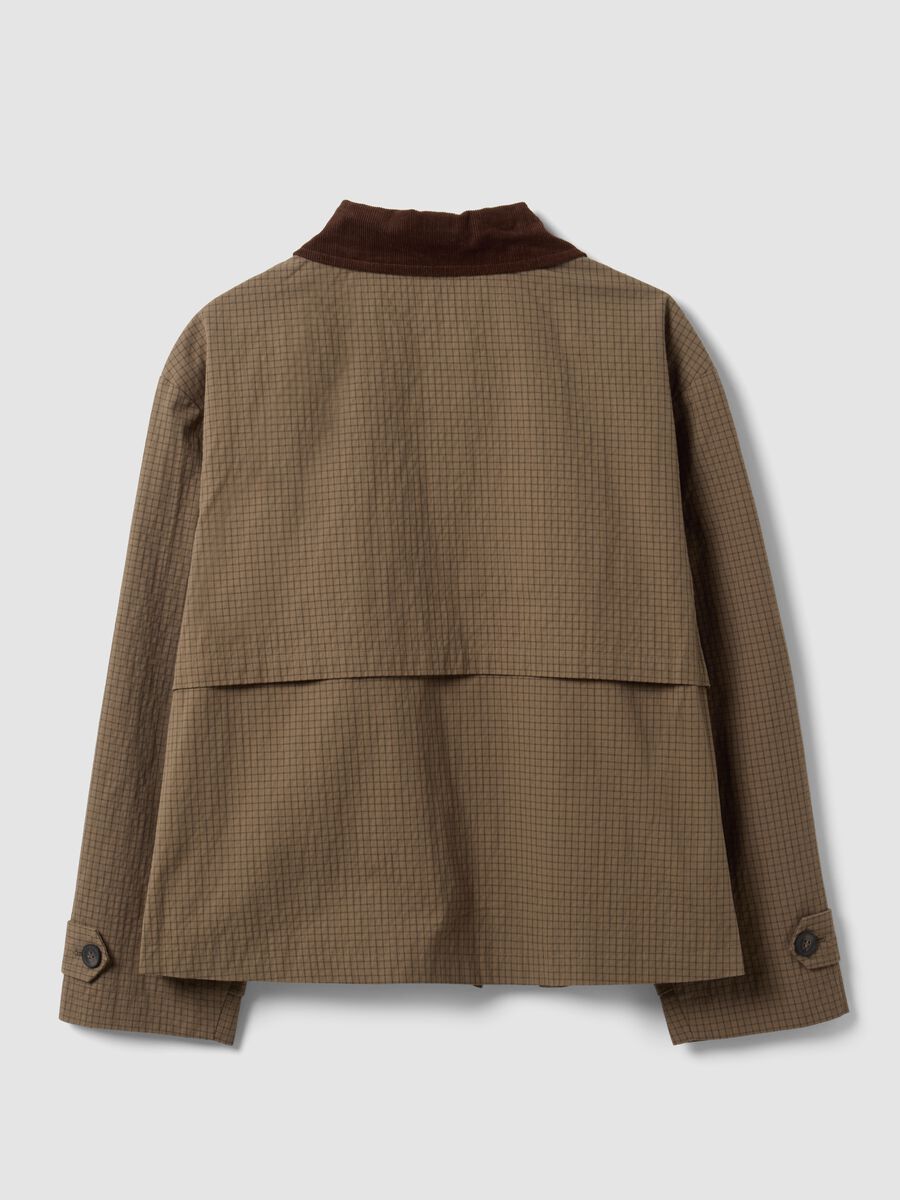 Brown cotton-blend jacket with contrast collar, regular fit_5