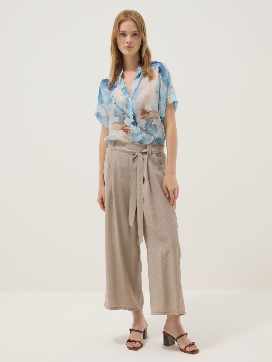 Light blue lyocell-blend shirt with floral print_2