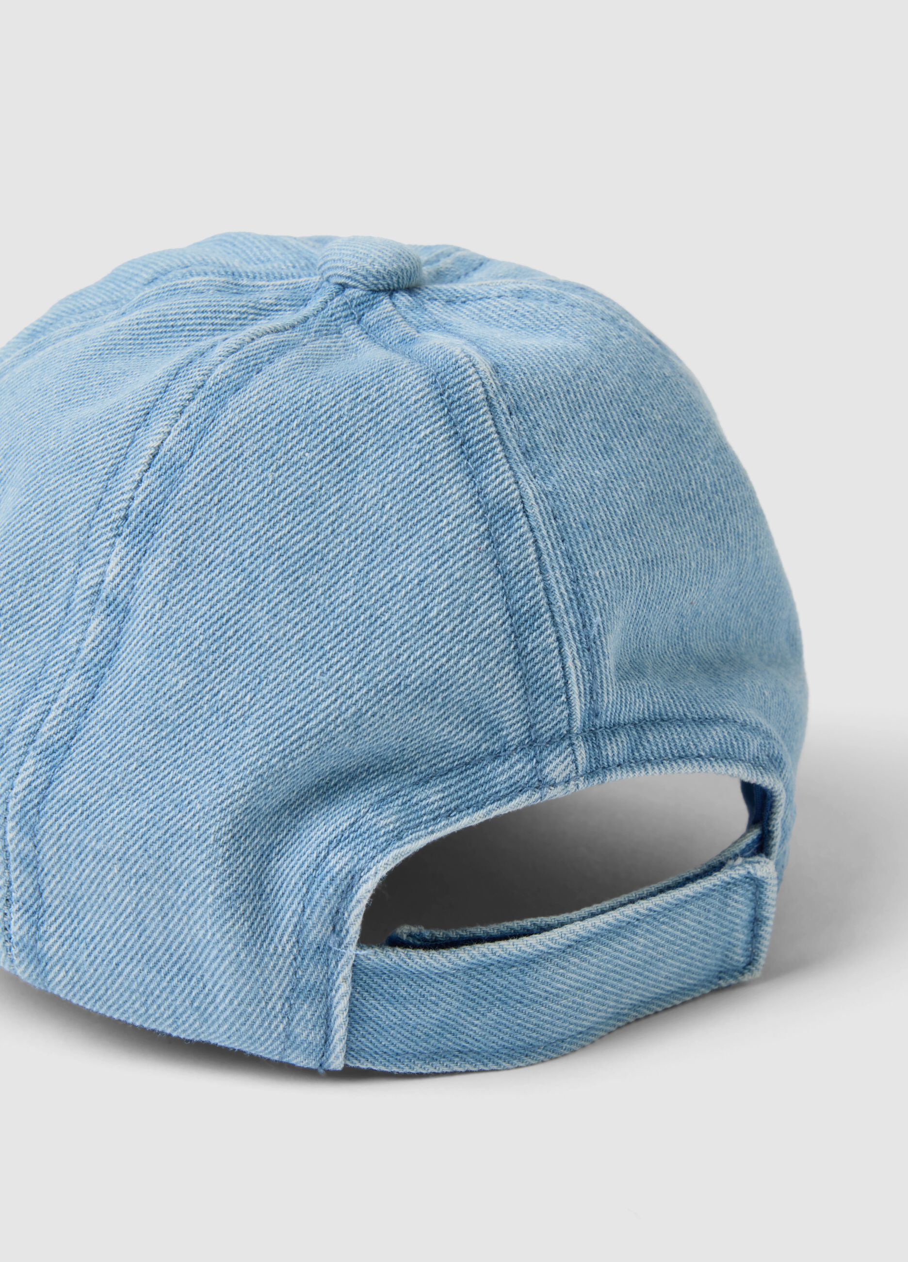 Children's pure cotton denim blue cap with boat embroidery
