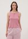 Pink ribbed cotton and viscose blend henley vest_0