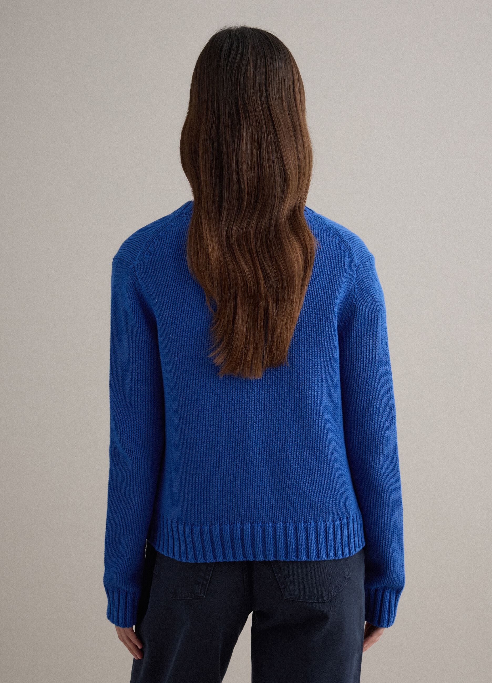 Blue regular fit pure cotton cardigan with buttons