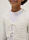Girl's white pure cotton cardigan with regular fit, knit_2