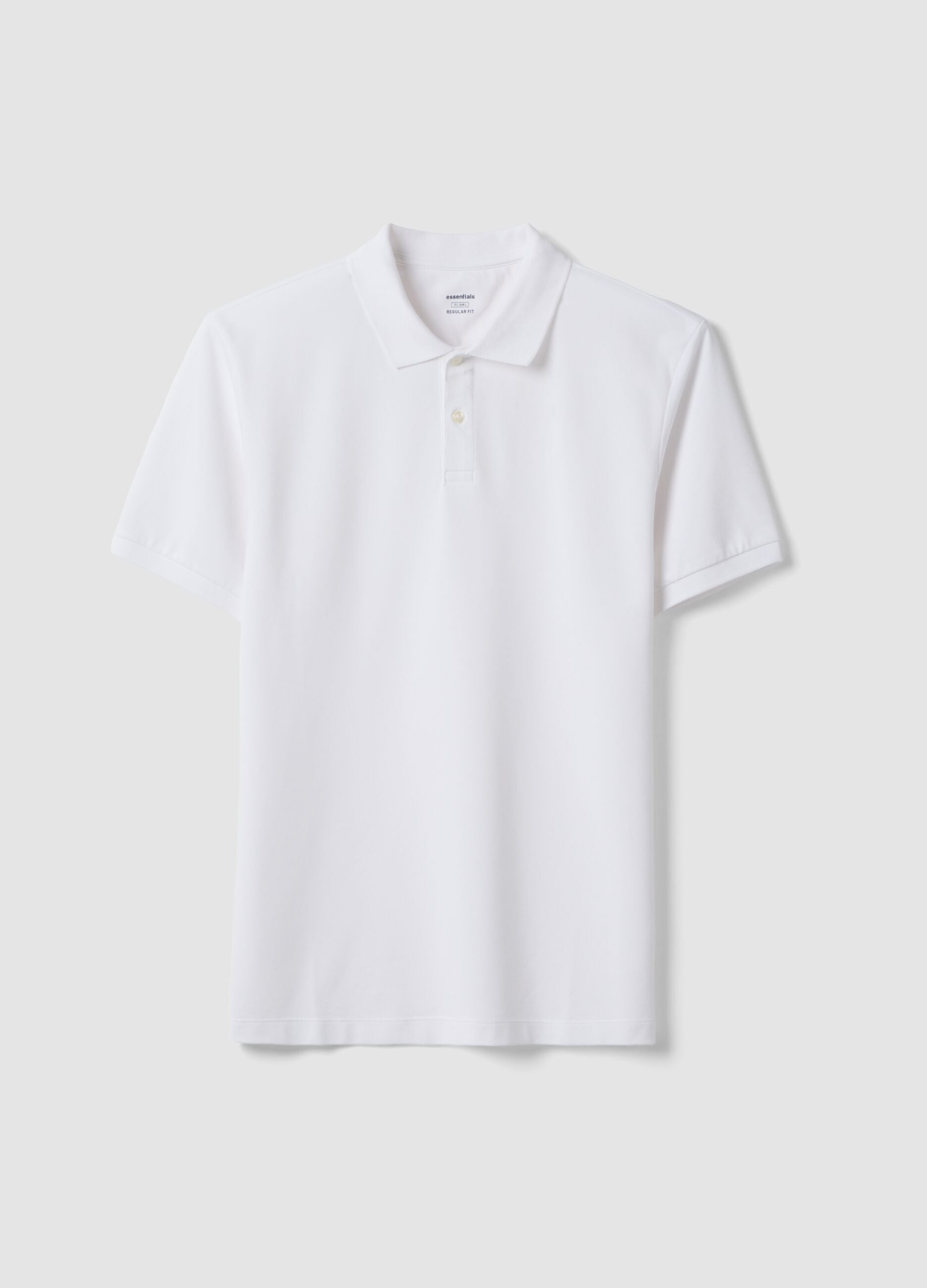 White stretch cotton-blend polo regular fit