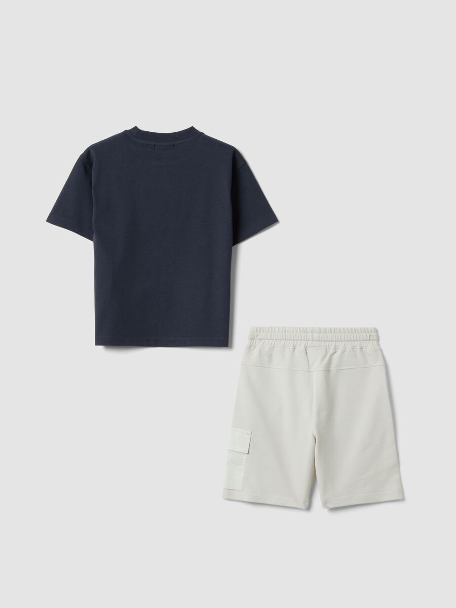 Blue pure cotton set with T-shirt and shorts_1