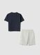 Blue pure cotton set with T-shirt and shorts_1