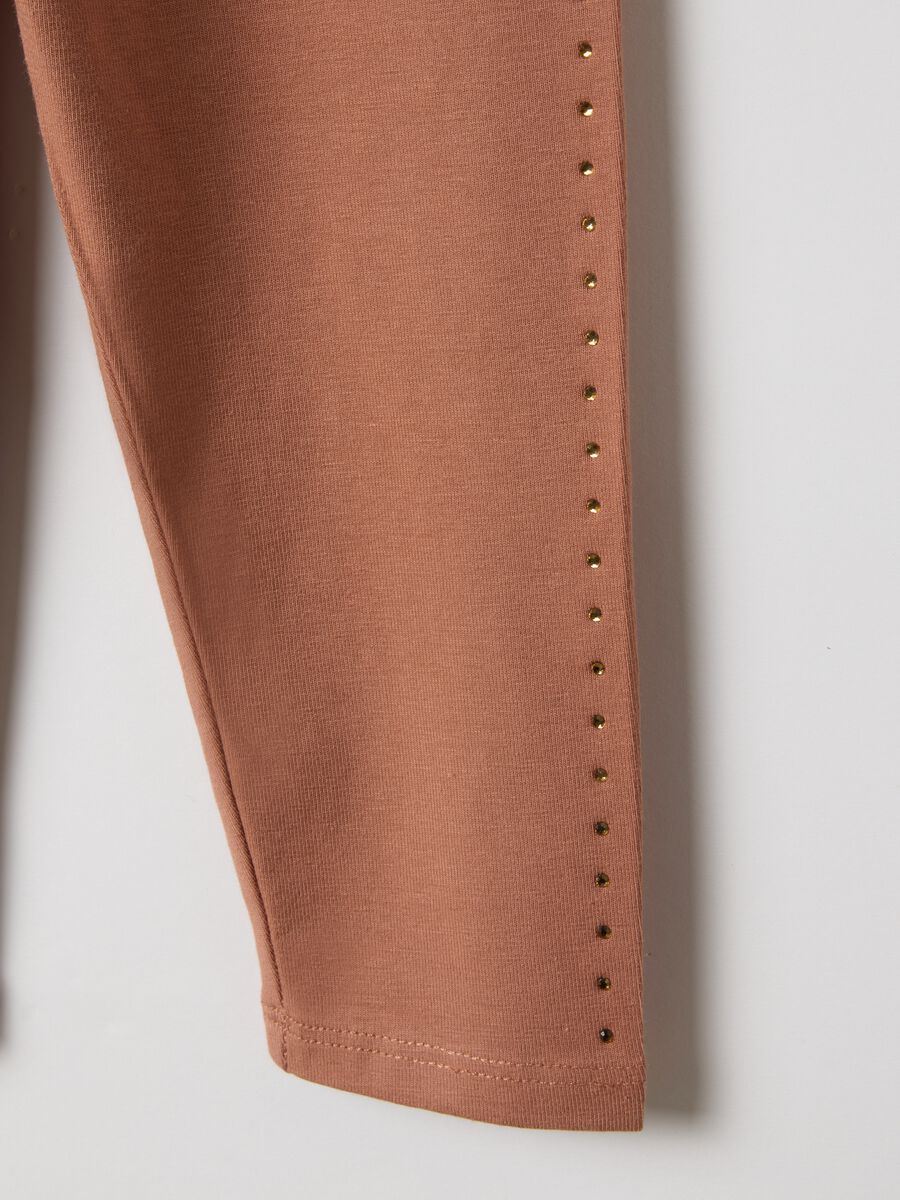 Leggings in cotone elasticizzato arancione da bimba slim fit_3