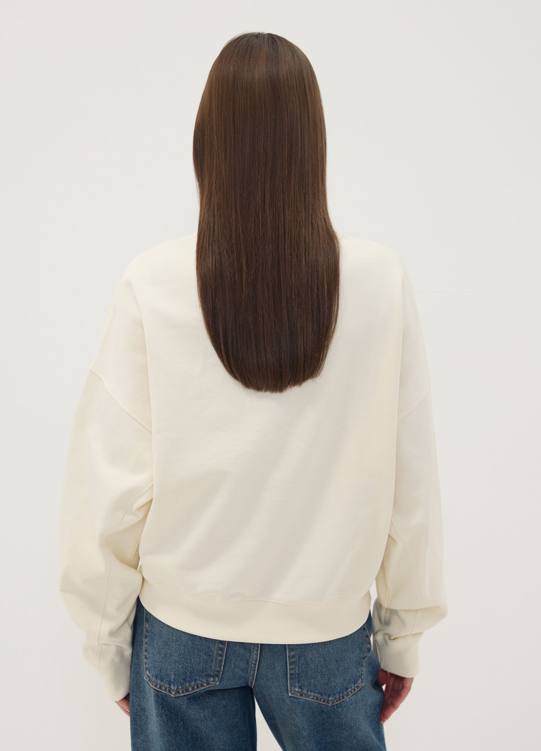 Beige pure cotton sweatshirt with Stitch print