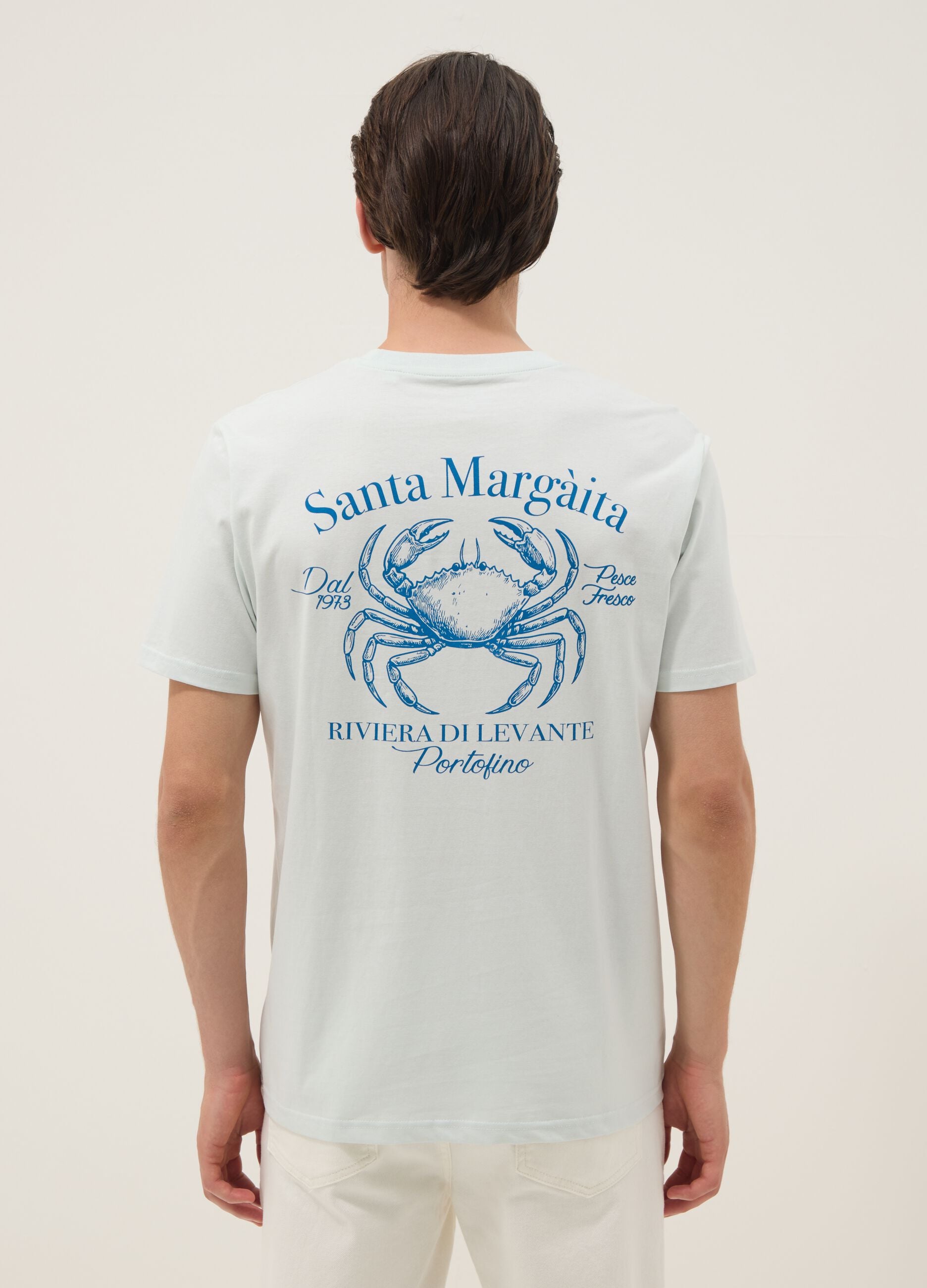 Blue slogan T-shirt in pure cotton, regular fit
