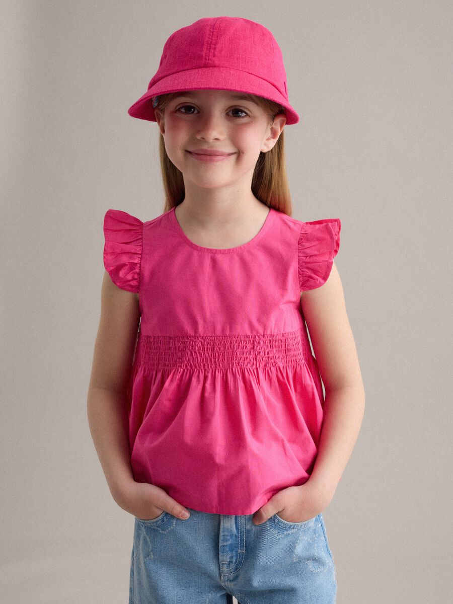 Pink pure cotton top with ruffles_0
