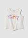 White organic cotton tank top with front tie detail_0