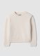 White long-sleeved crew-neck knit top_0