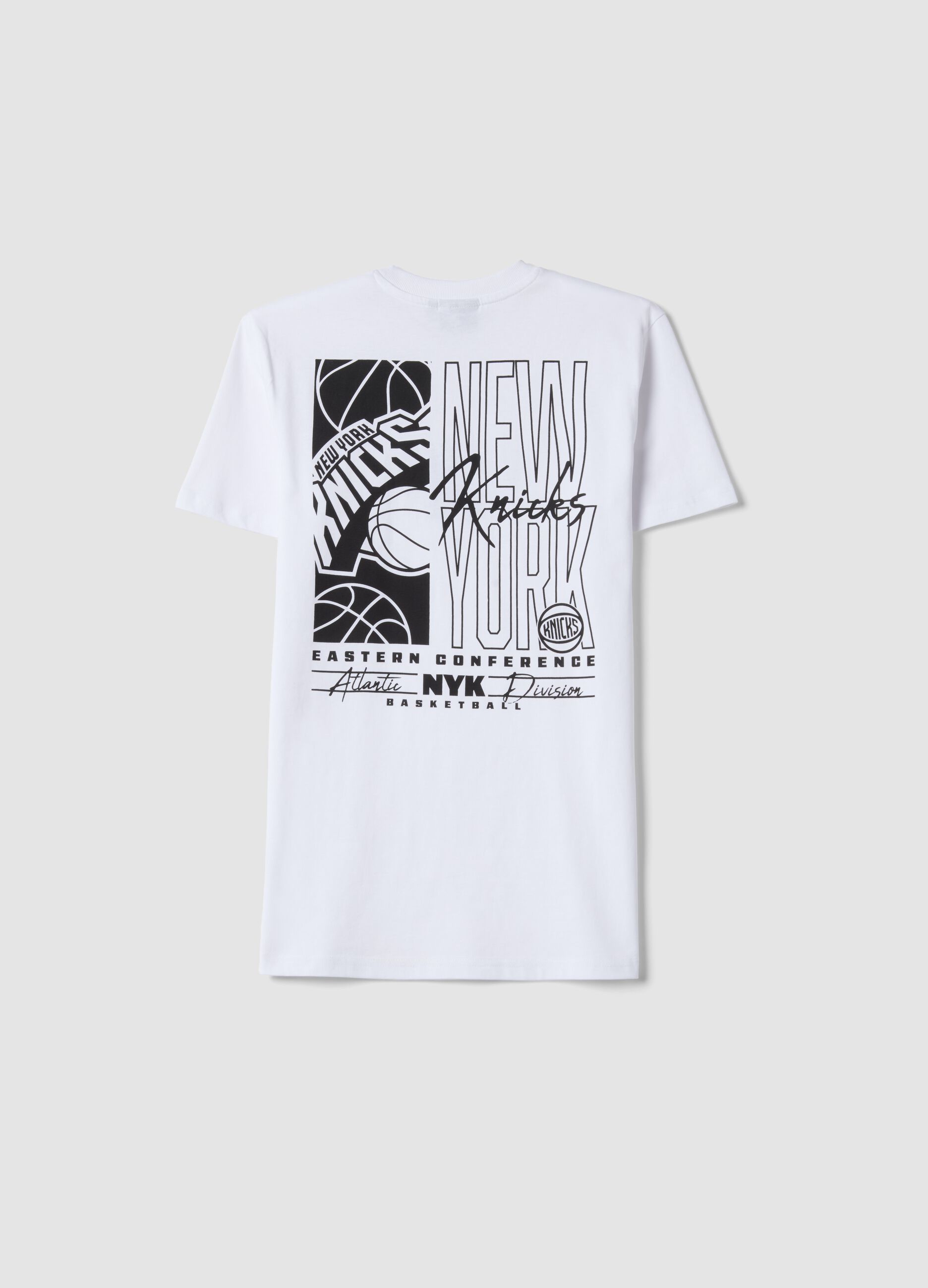 Boys' White Pure Cotton T-shirt Relaxed Fit Knicks