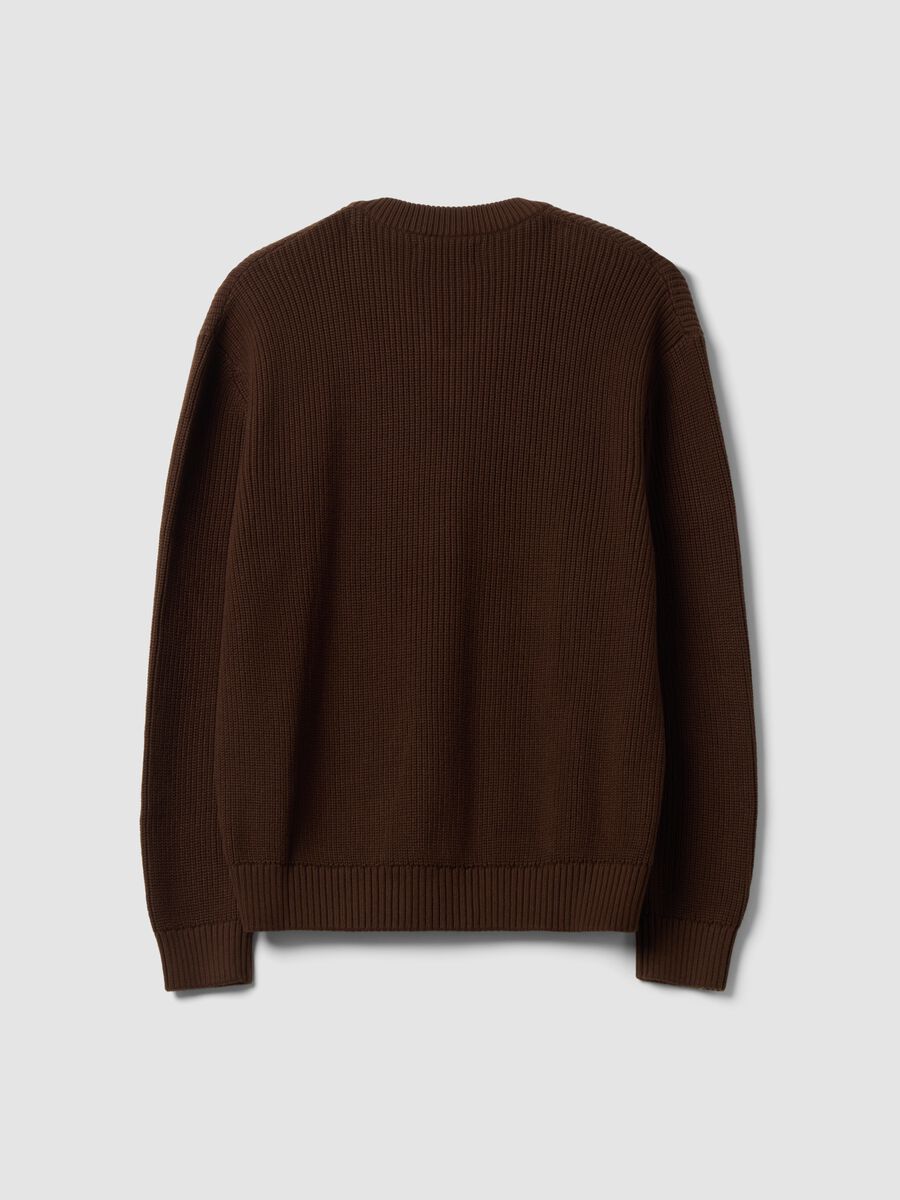 Maglia marrone in puro cotone con scollo profondo a V regular fit_2