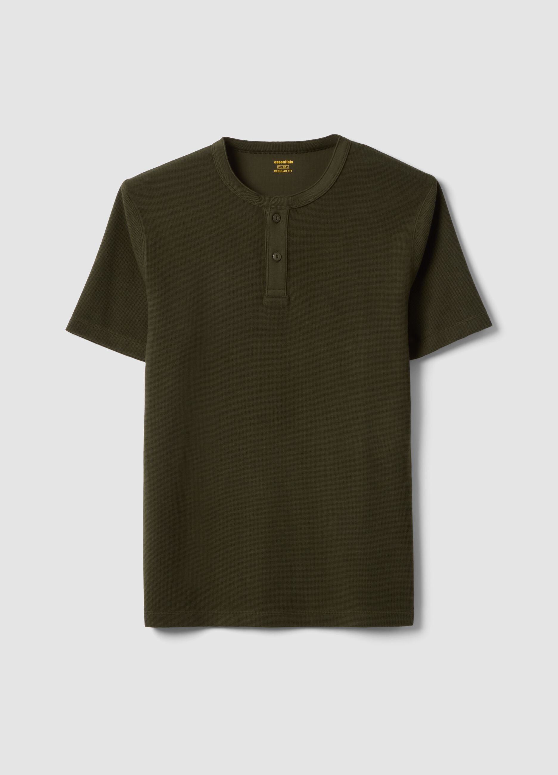 Green short-sleeve regular-fit Henley T-shirt