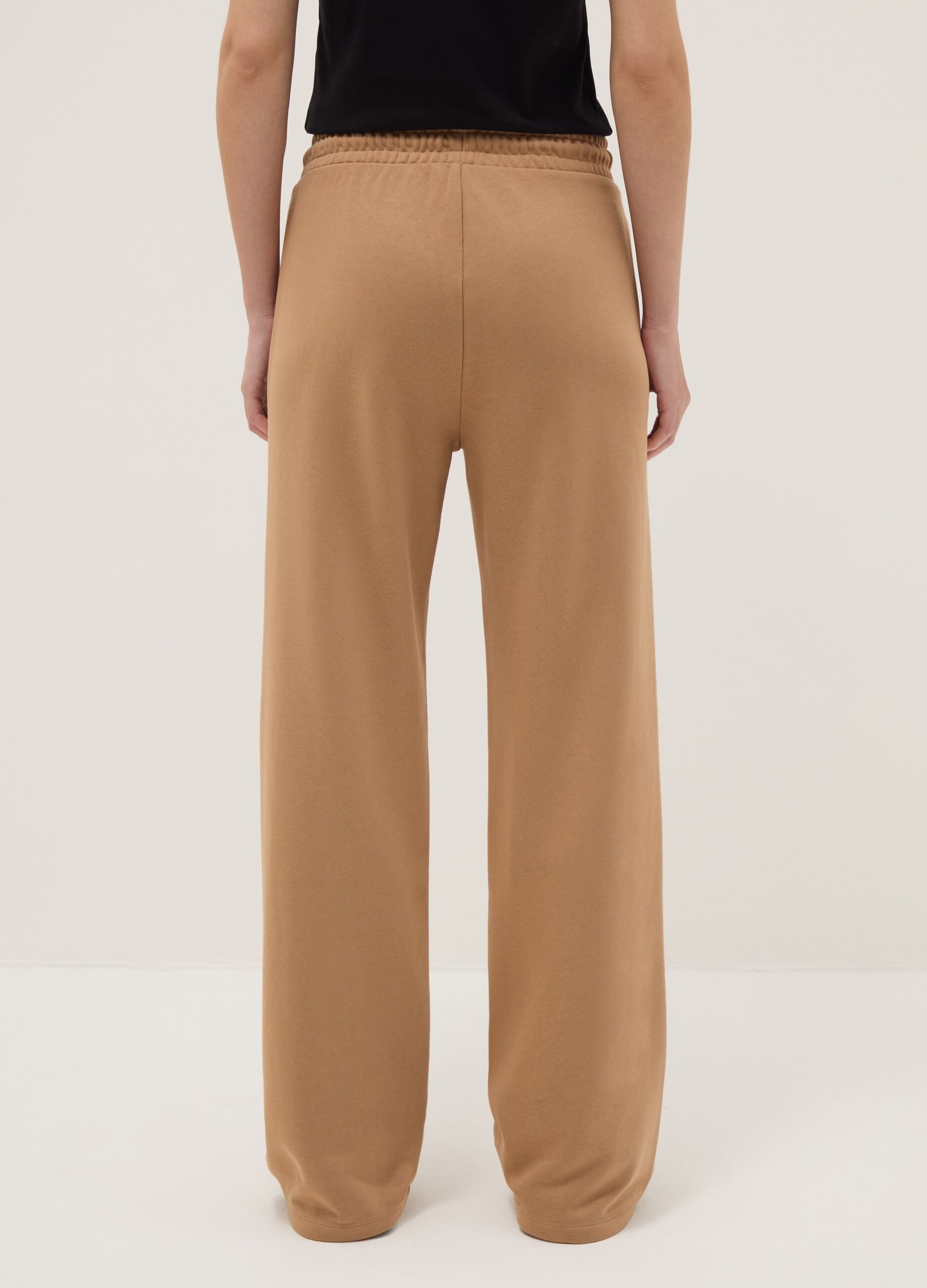 Brown cotton blend regular fit trousers