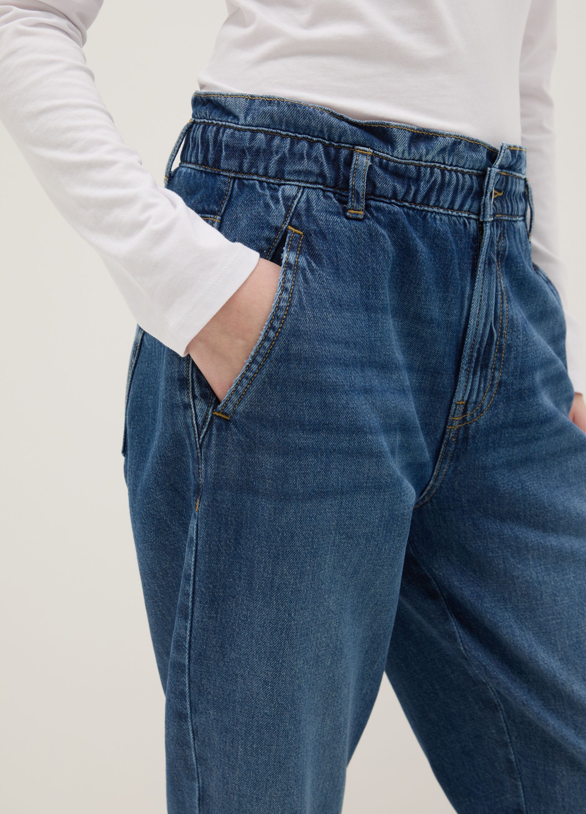 Blue Pure Cotton Baggy Trousers