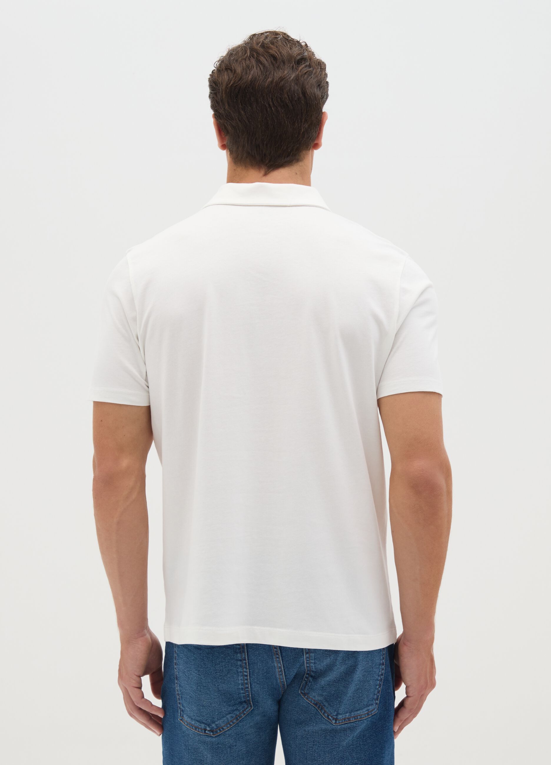 Men&rsquo;s white polo shirt in 100% cotton with regular fit