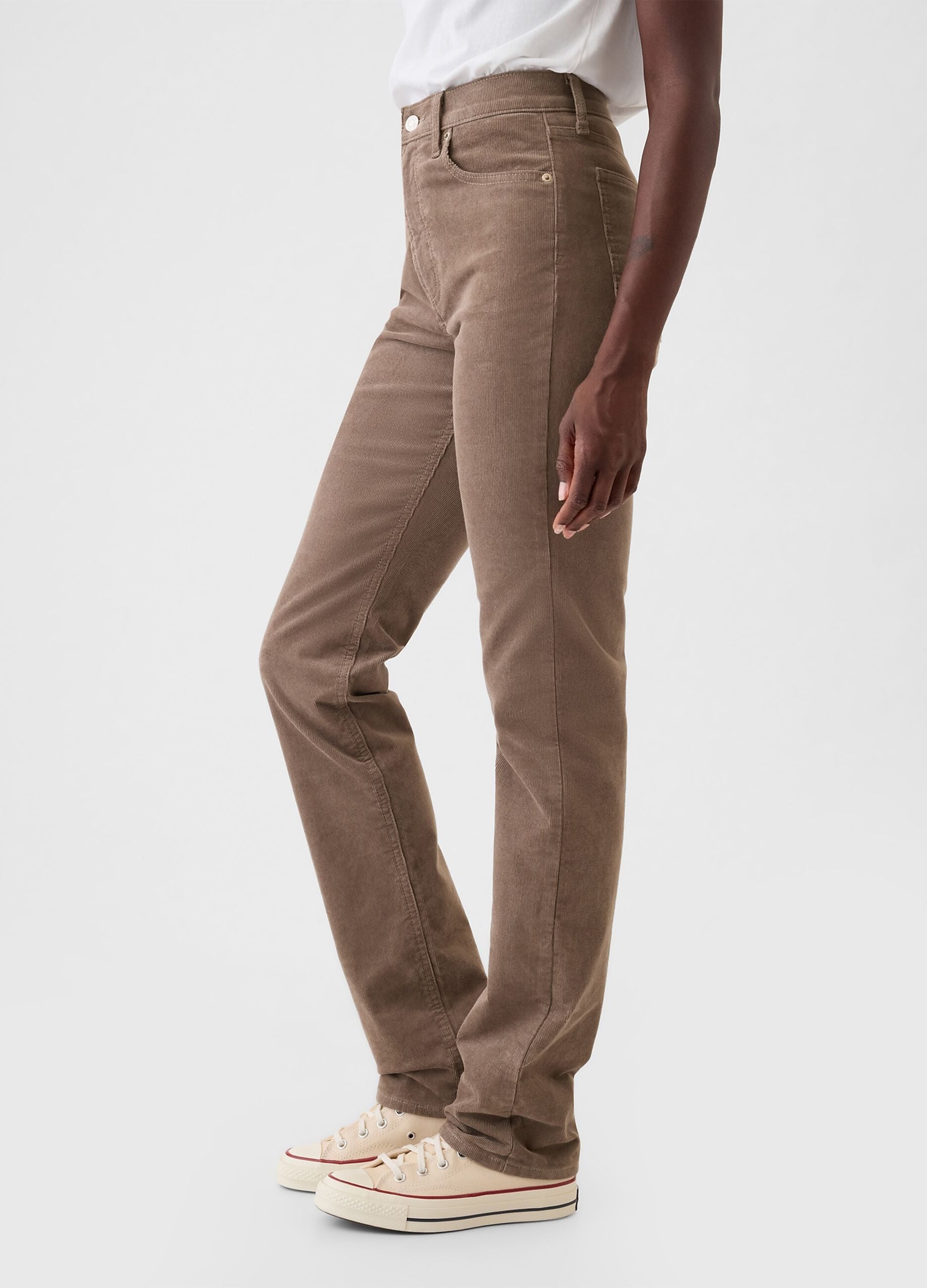 Straight high-rise trousers in corduroy