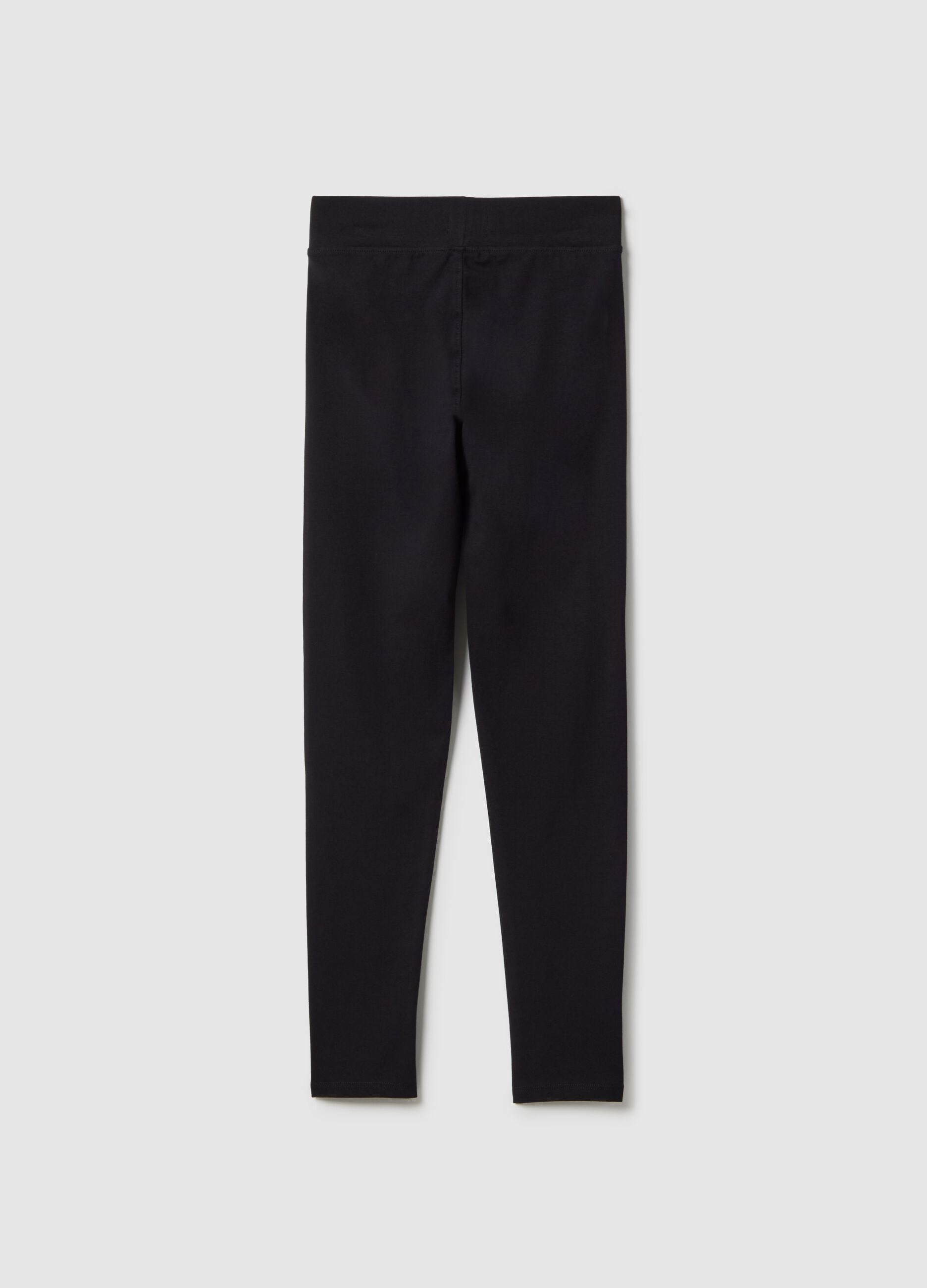 Girls' Black Stretch Cotton Skinny Fit Leggings